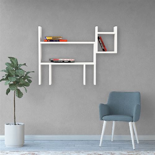 HOMEMANIA Étagère Dogie - Blanc - 82 x 22 x 58 cm -