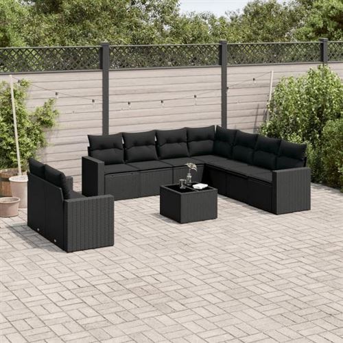 Vidaxl Noir Salon De Jardin 10 Pièces Résine Tressée - Image 3