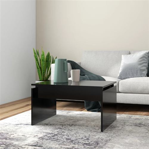 Table basse noir 68x50x38 cm bois d ingénierie