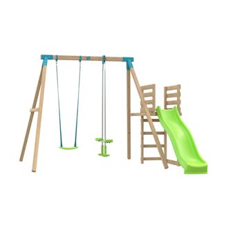 Aire de jeux 2 balançoires, toboggan et mur d'escalade - H210 cm - bois FSC® - GESSETTE | Leroy Merlin Aire de jeux 2 balançoires, toboggan et mur d'escalade - H210 cm - bois FSC® - GESSETTE | Leroy Merlin