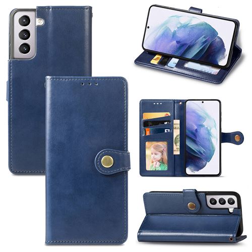MPFRANCE Housse pour Samsung Galaxy S21 Plus Bleu [Porte Carte, etui portefeuille, boucle]