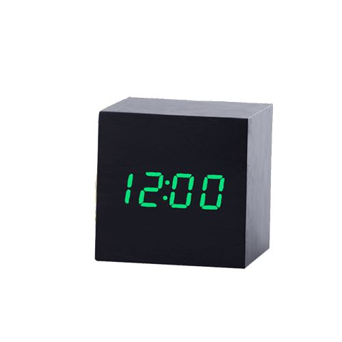 Nouveau Led Numérique en Bois Moderne en Bois Bureau Réveil Thermomètre Calendrier Minuterie Noir PL201