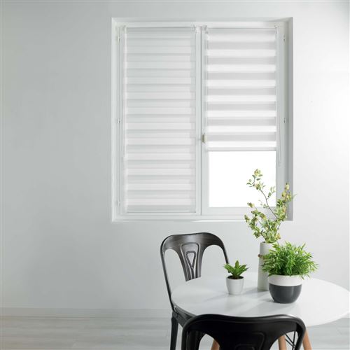 Store enrouleur jour et nuit 60 x 90 cm polyester daynight Blanc