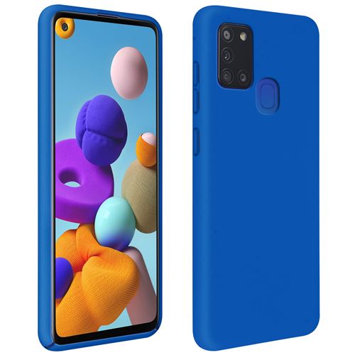 Avizar Coque Pour Samsung Galaxy A21s Silicone Finition Soft Touch Bleu