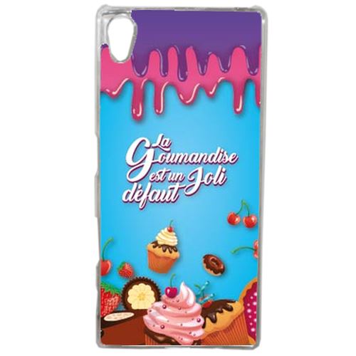 Coque La Gourmandise Est Un Joli Defaut Fond Bleu 01 Compatible Sony Xperia Z5 Transparent