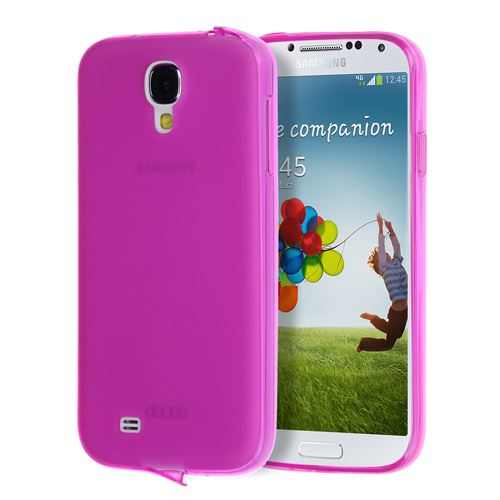 doupi PerfectFit Coque pour Samsung Galaxy S4, avec intégrés dans les bouchons de poussière housse de protection mat transparent, rose