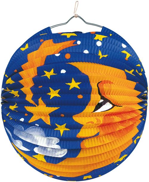 Amscan lune lampion 25 cm papier/acier orange/bleu