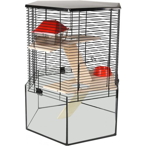 Cage pour hamster VITRU hexagone. 43.5 x 52 cm. pour rongeur - Flamingo Pet Products - FL-210268