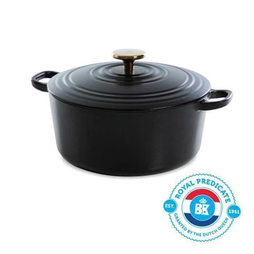 Bk Cookware H6079.528 Bk Bourgogne Cocotte En Fonte - Ronde - 28 Cm - 6.7l - Revetement Emaille - Couvercle Avec Anneaux