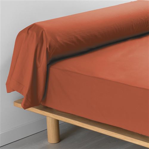 DOUCEUR D'INTERIEUR taie de traversin 85x185 cm percaline terracotta