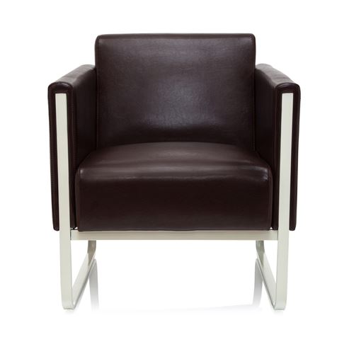 Chaise longue aruba cadre argentin similicuir 1 place marron hjh office
