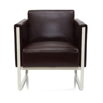 Chaise longue ARUBA cadre argentin similicuir 1 place marron hjh OFFICE - 1