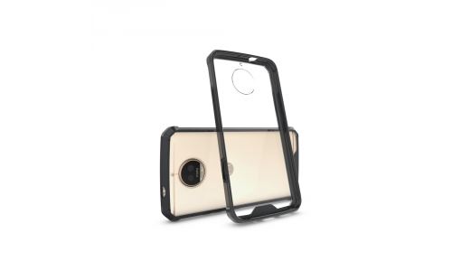 Coque bimatière Moto G5s Plus bumper noir et dos rigide transparent