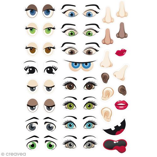 Gommettes autocollantes - Visages - 124 pcs