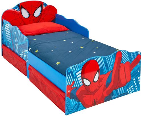 Lit pour garçons Spider-Man avec yeux lumineux et rangement sous le lit