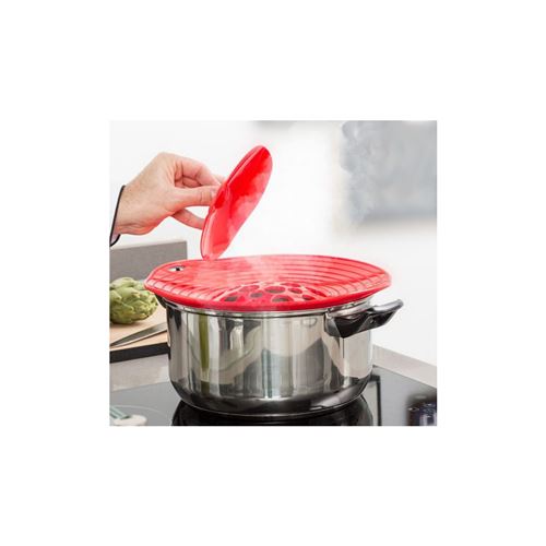 Couvercle silicone poêle casserole anti débordements et éclaboussures compatible micro-ondes et lave-vaisselle