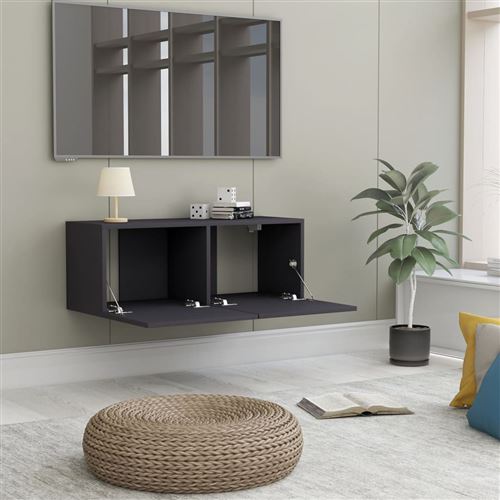 vidaXL Meuble TV Gris 80x30x30 cm Aggloméré