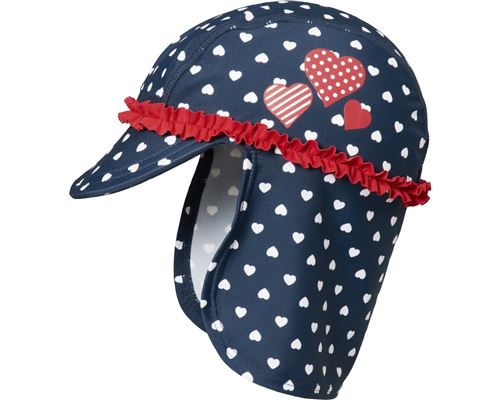 Playshoes bonnet de bain résistant aux UV Coeurs filles bleu