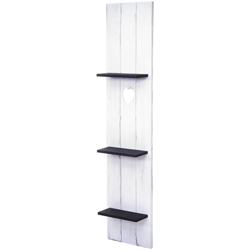 Étagère murale MENDLER HWC-C92 150x33x13cm bois massif vintage blanc gris foncé