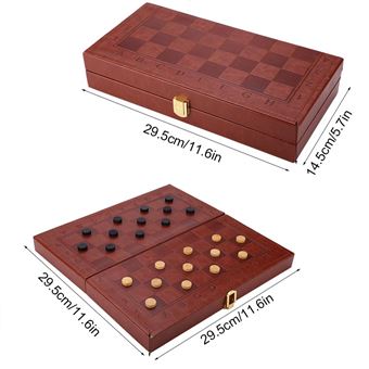 Jeu d'échecs - Bois - Pliable Portable - 3 en 1 - Magnétique - 29 cm x Jeu d'échecs - Bois - Pliable Portable - 3 en 1 - Magnétique - 29 cm x