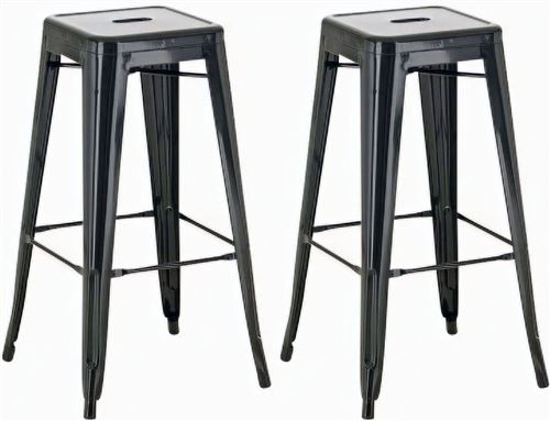 Lot de 2 Tabourets de Bar Design Joshua en Métal style industriel - Couleur Noir