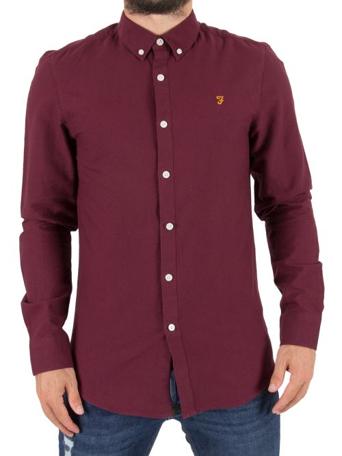 Farah Vintage Homme Brewer Slim Longsleeved Shirt, Rouge