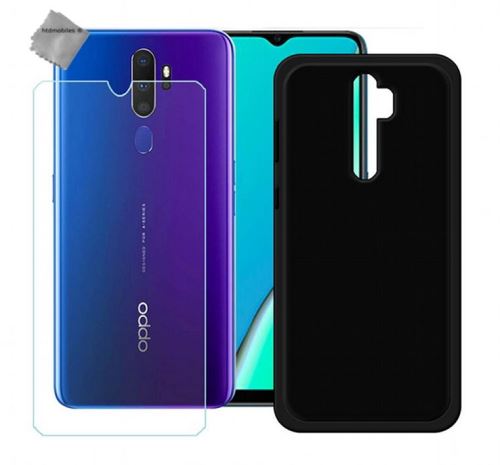 Housse etui coque pochette silicone gel fine pour Oppo A5 (2020) avec film ecran - NOIR