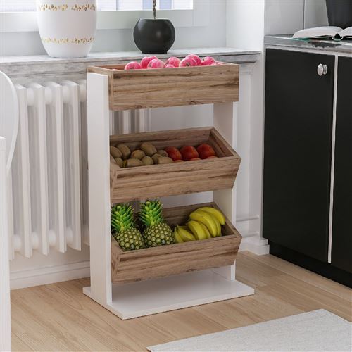 HOMEMANIA Dera Plank- Meubilair, Plank - Woonkamer, Keuken - Walnoot, Wit in hout, 49 x 30 x 74 cm