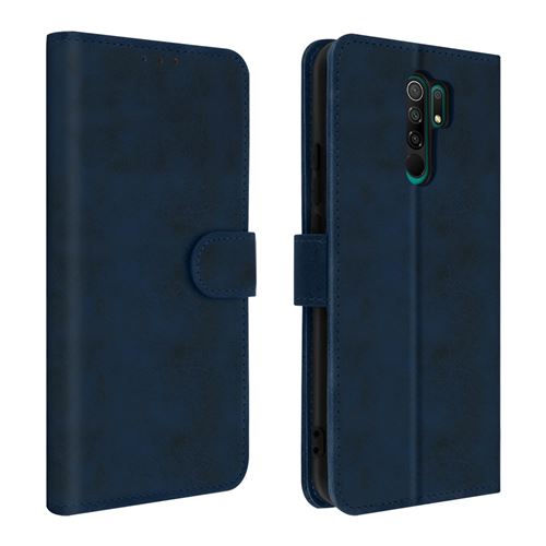 Avizar Étui Pour Xiaomi Redmi 9 Clapet Porte-cartes Fonction Support Bleu Nuit