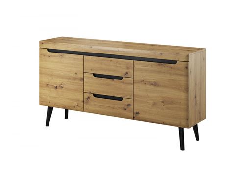 BOBOCHIC Buffet bas NORDI RETRO 160 Noir et Chêne