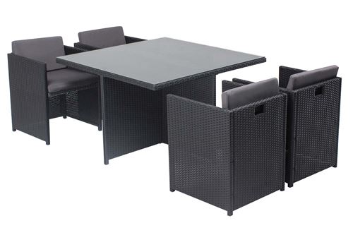 Concept Usine Noir/Gris Table Et Chaises 4 Places Encastrables En Résine - Miami - Image 3