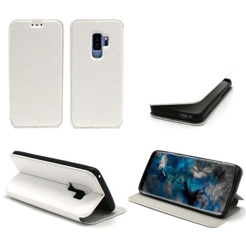 Etui luxe Samsung Galaxy S9 PLUS 4G blanc Slim Cuir Style avec stand smartphone S9+ 2018 - Housse coque de protection - Accessoires pochette XEPTIO case
