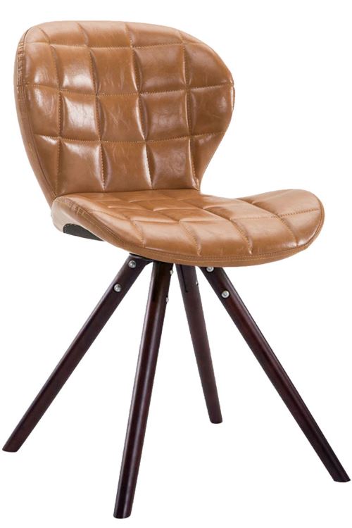Chaise visiteur Alyssa similicuir piètement rond , Cappuccino/Marron clair
