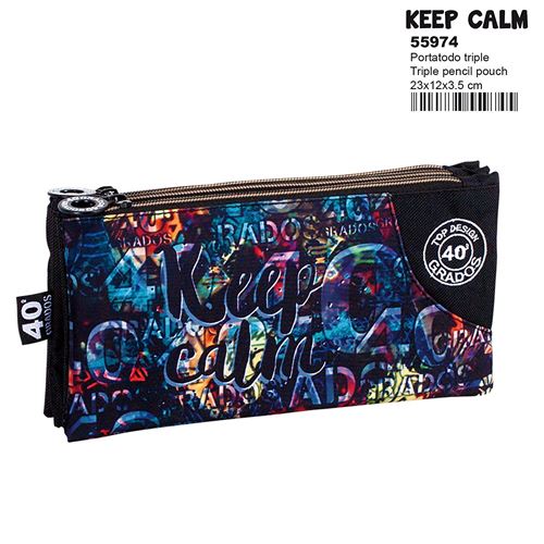 Montichelvo Montichelvo Triple Pencil Pouch Cg Keep Calm Trousses, 23 cm, Multicolore (Multicolour)