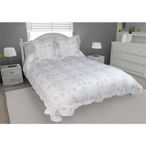 Couvre-lit boutis matelassé 260x240 cm ORANGE avec 2 taies d'oreiller