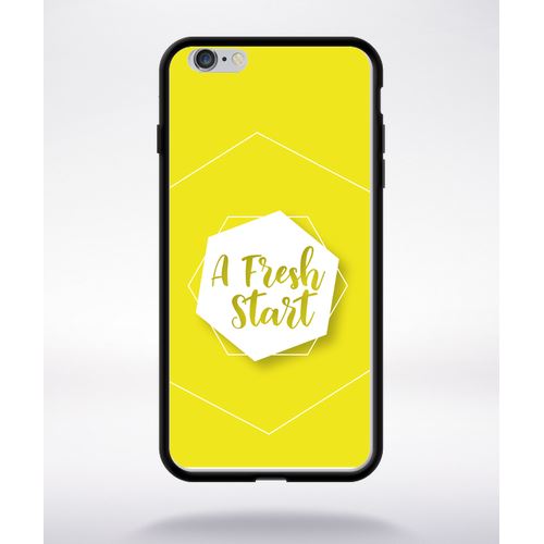 Coque A Fresh Start Fond Jaune Compatible Apple Iphone 6 Plus Bord Noir Silicone