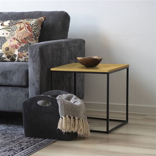 Table d’appoint - SEAFORD - 45x45 cm - chêne / noir - style industriel