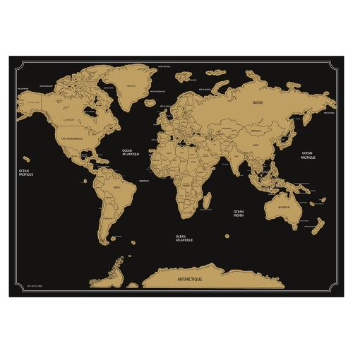 Carte Du Monde à Gratter Noir