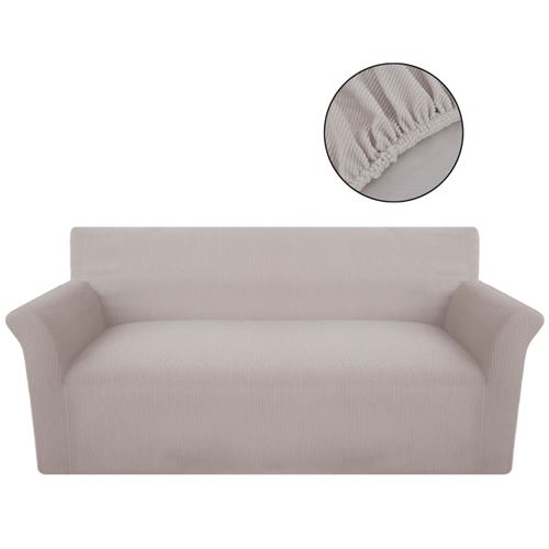 vidaXL Bankhoes stretch polyester ribstof beige