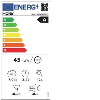 Haier Series 39 HW07-CPW14639N - Machine à laver - indépendant - largeur : 59.5 cm - profondeur : 46 cm - hauteur : 85 cm - chargement frontal - 7 kg - 1400 tours/min - blanc