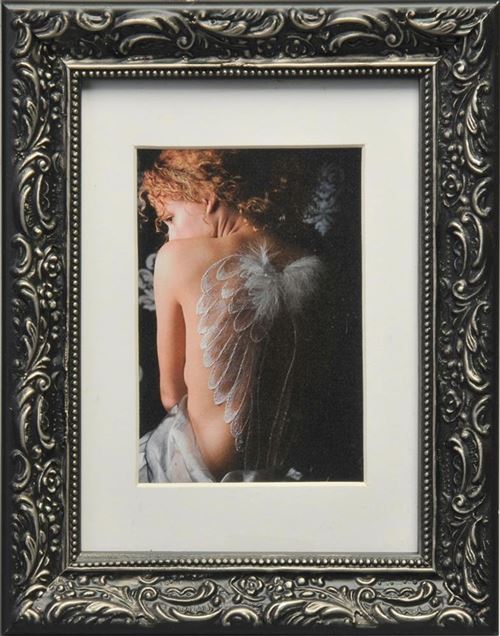 Henzo Chic baroque cadre photo bois, Bois, noir, 18 x 24 x 2 cm
