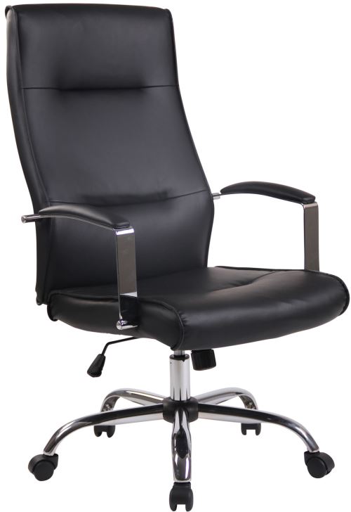 Fauteuil de bureau Portland en Similicuir avec Accoudoirs - Réglable en Hauteur et Pivotant - Piètement métal chromé - Couleur Noir