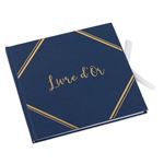 livre d'or bleu marine coin or 21x20cm