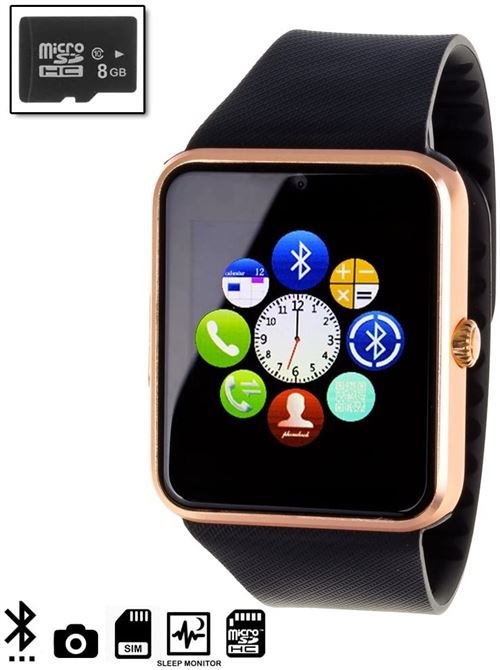 Silica DMQ237BKGOLDSD8 Montre Bluetooth avec Micro SD 8 Go Classe 4 Noir/doré