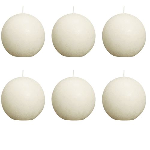 Bolsius Bougie boule rustique 80 mm Ivoire 6 pcs