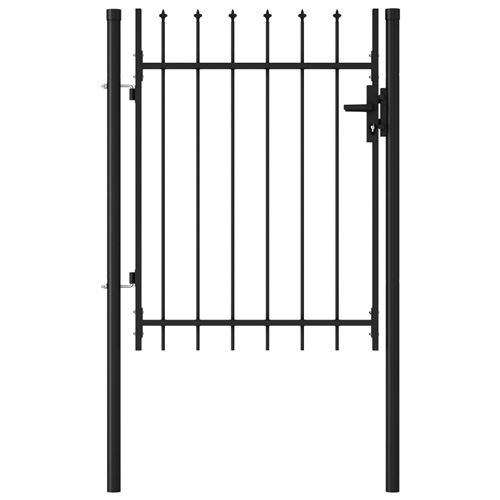 chunhe Portillon simple porte avec dessus à pointe Acier 1x1,2 m Noir AB146033
