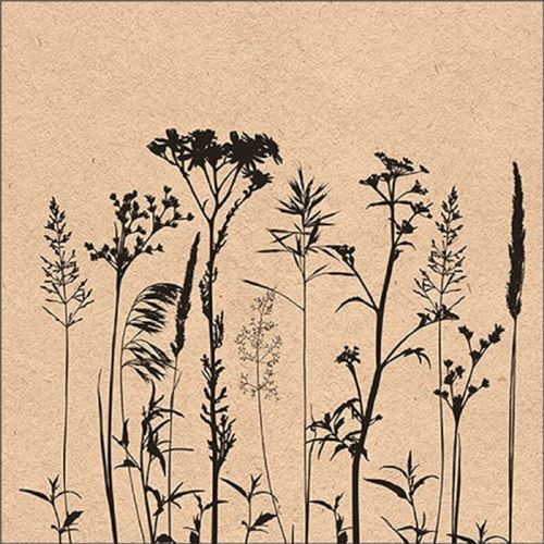 20 serviettes papier herbes fleurs 33cm naturel - Coloris : Gris13315210