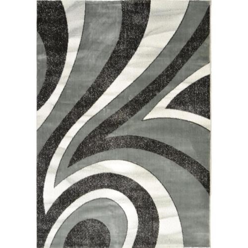BAHIA Tapis de salon 160x230 cm gris, noir et blanc