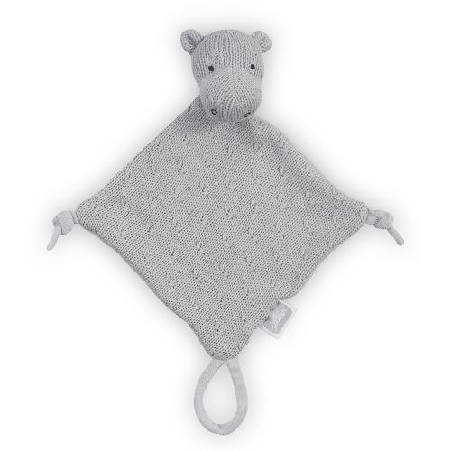 Doudou pour bébé avec attache sucette Soft Knit Hippo - Gris