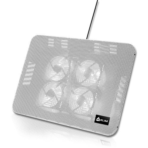 KLIM Serenity + Refroidisseur PC Portable - 11 à 15.6 + pour Mini et Petits PC + Grille en Métal Stable et Solide + Support Ventilé Silencieux (Blanc)